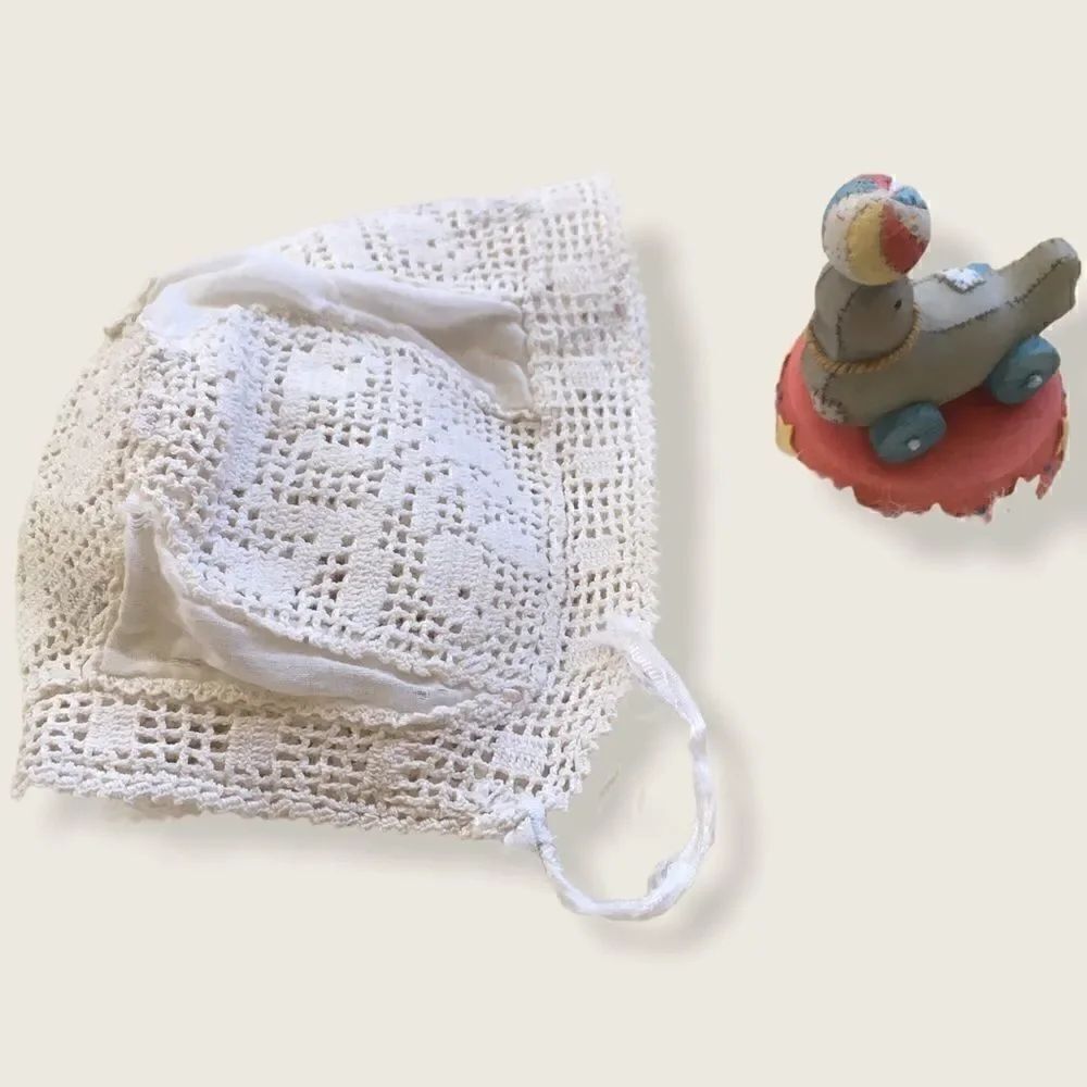 Antique Handmade Lace Baby Christening Cap